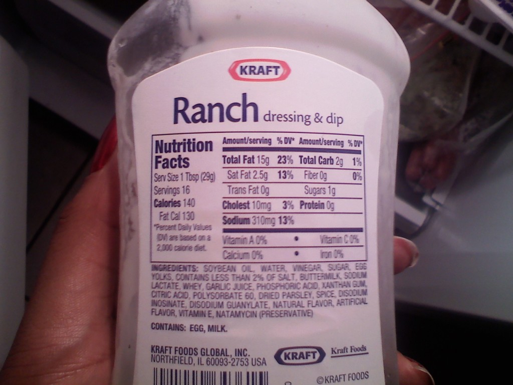 Kraft Ranch Dressing Packet Nutrition Facts