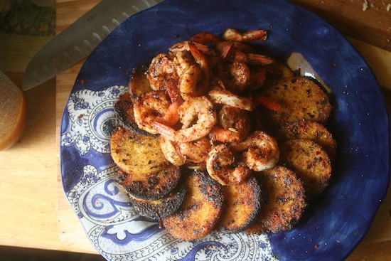 Shrimp and Grits...er...Cornmeal Medallions?