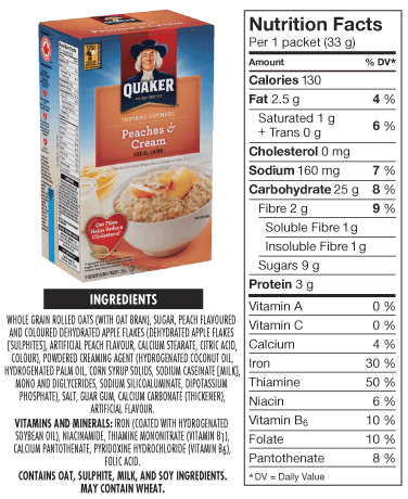 Quaker Oats Peaches and Cream